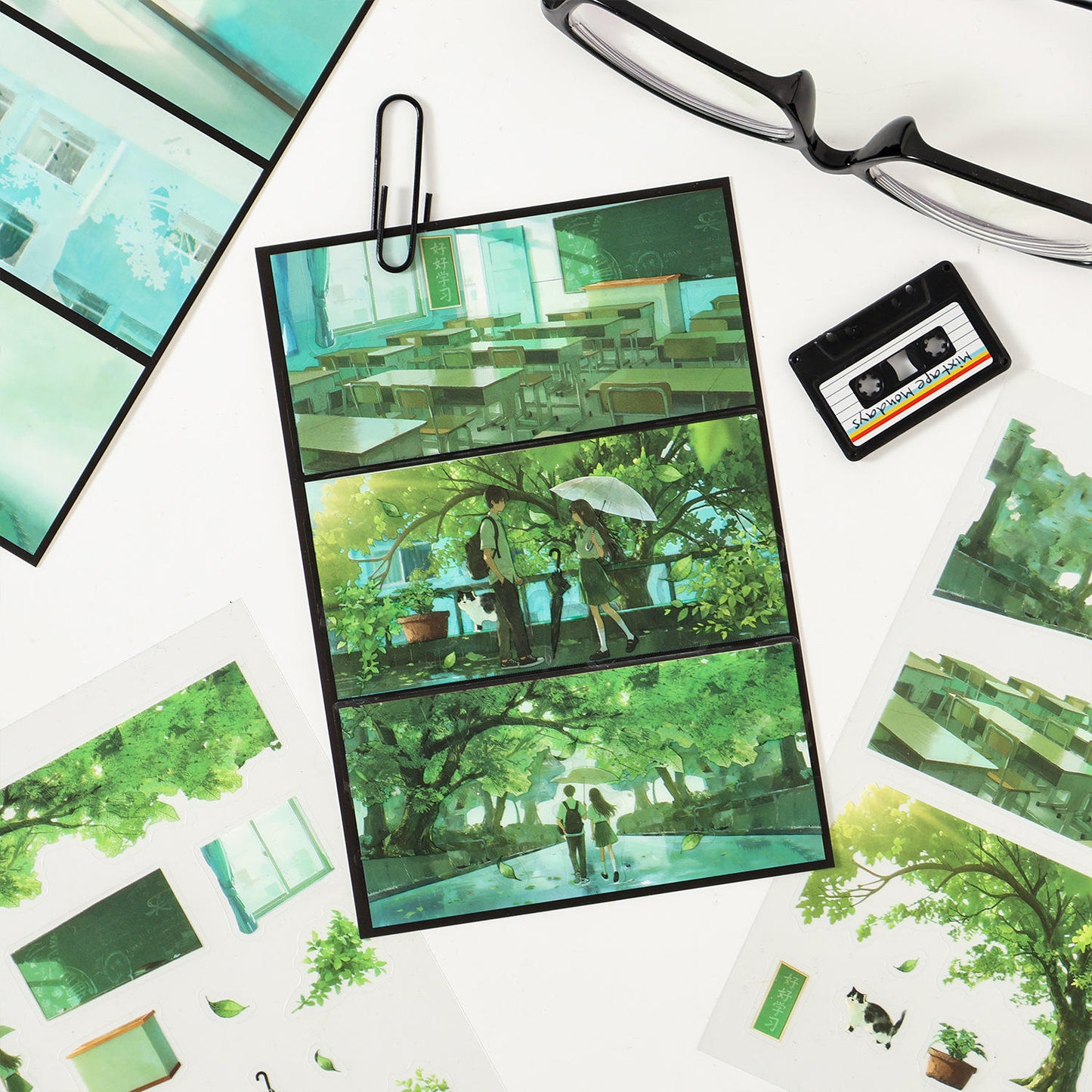 3 sheets Youth Time Zone Series Anime Scenery stickers