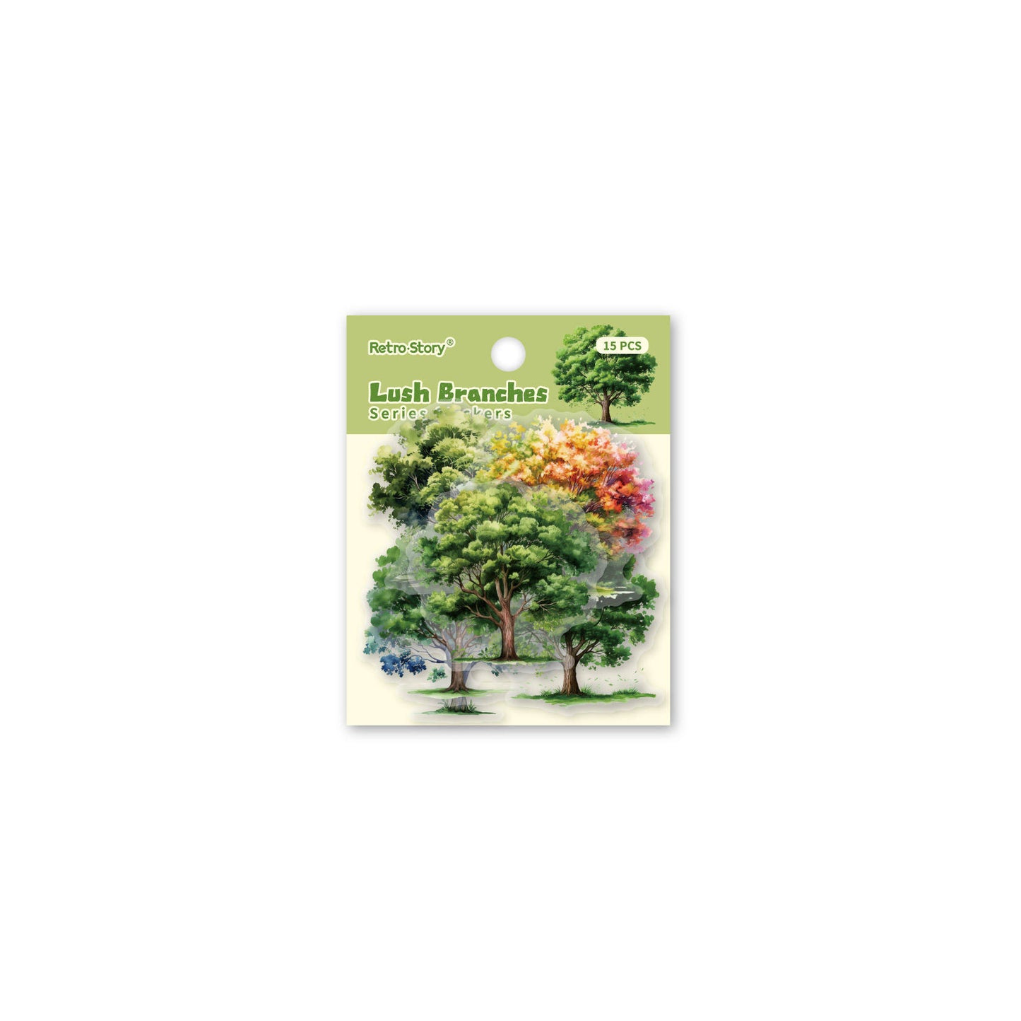 15 Pcs Branching Series Creative Tree Pattern Stickers for Journaling