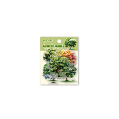 15 Pcs Branching Series Creative Tree Pattern Stickers for Journaling