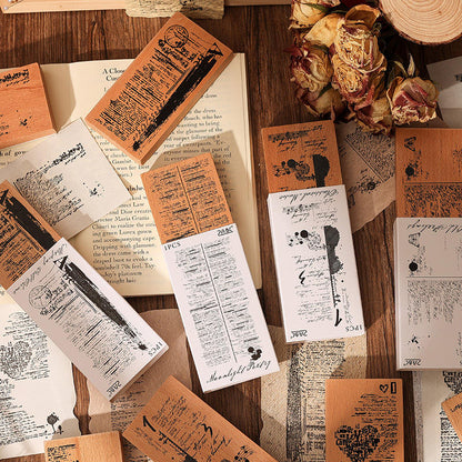 1 Pc Age Poetry Collection Beech Wooden Vintage English Stamp