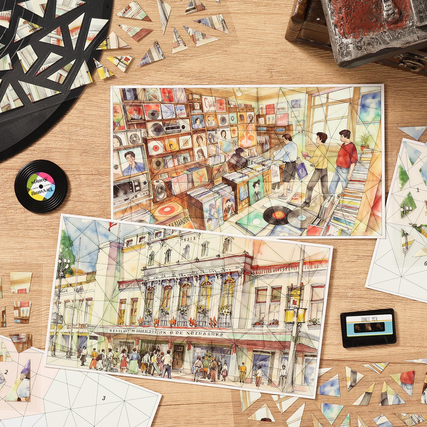 4 sheets per pack Nostalgic Scenery Stickers DIY Journaling Stickers