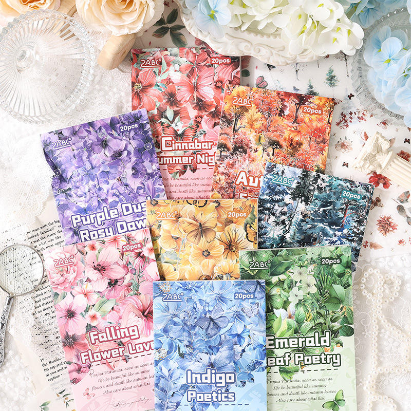 20 Sheets Floral Image Sticker Book for Journaling