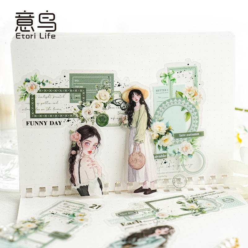 10 Pcs Romantic Deconstruction Series Light Retro Girl PET Strip Collage Sticker