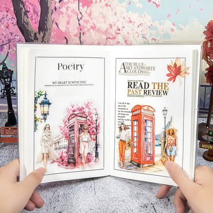 20 pcs Retro Girl Street Corner Phone Booth Sticker pack