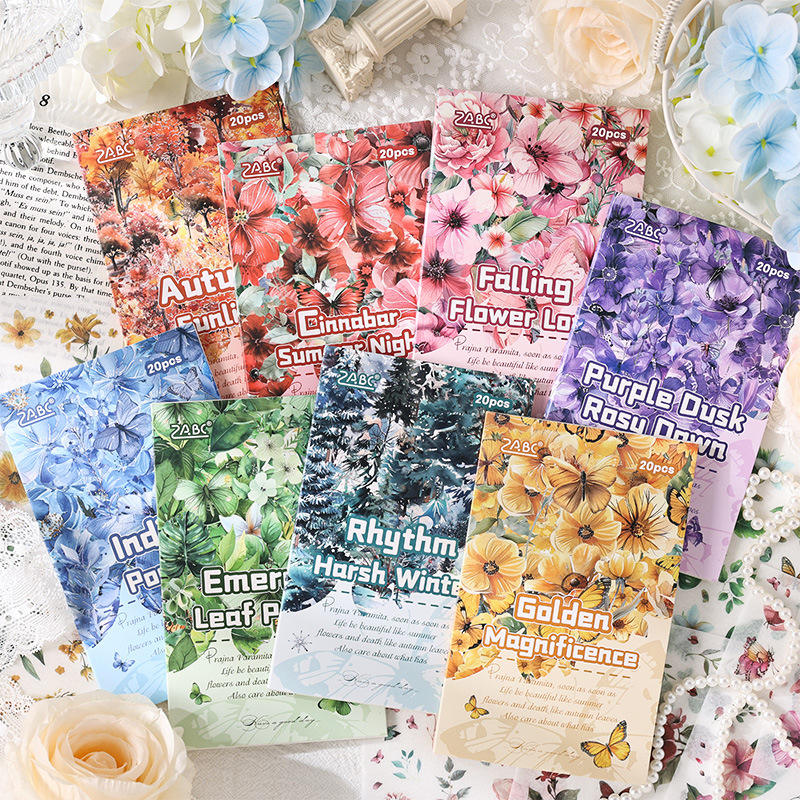 20 Sheets Floral Image Sticker Book for Journaling