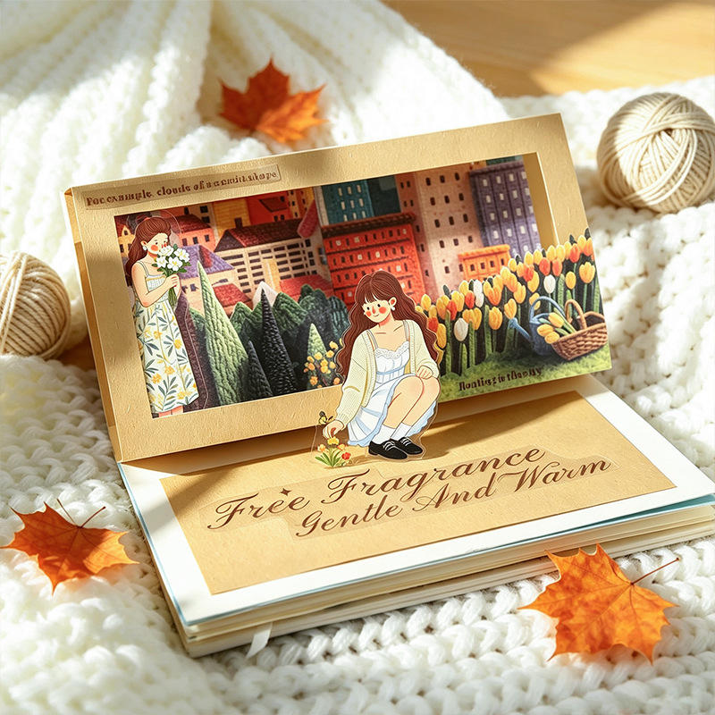 30 Sheets Four Scenes of Autumn Weaving 3D Crochet Landscape Stickers