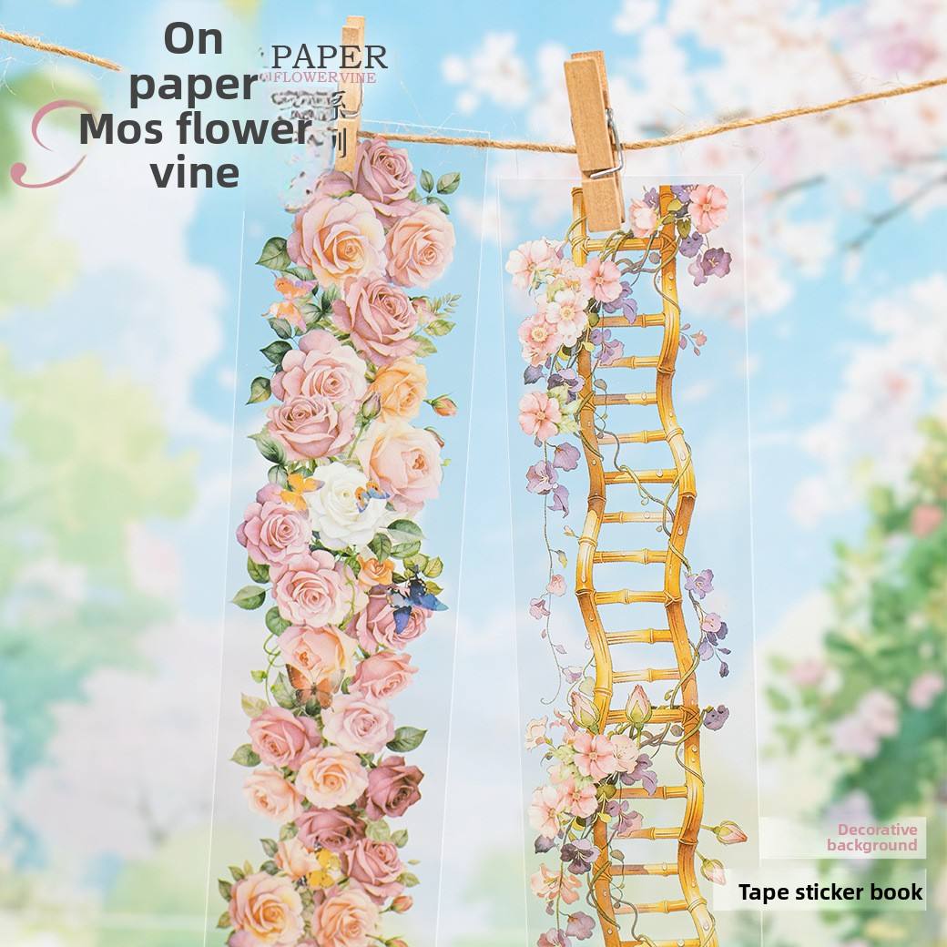 28 sheets Paper Flower and Vine Series Scene Setting Sticker Book
