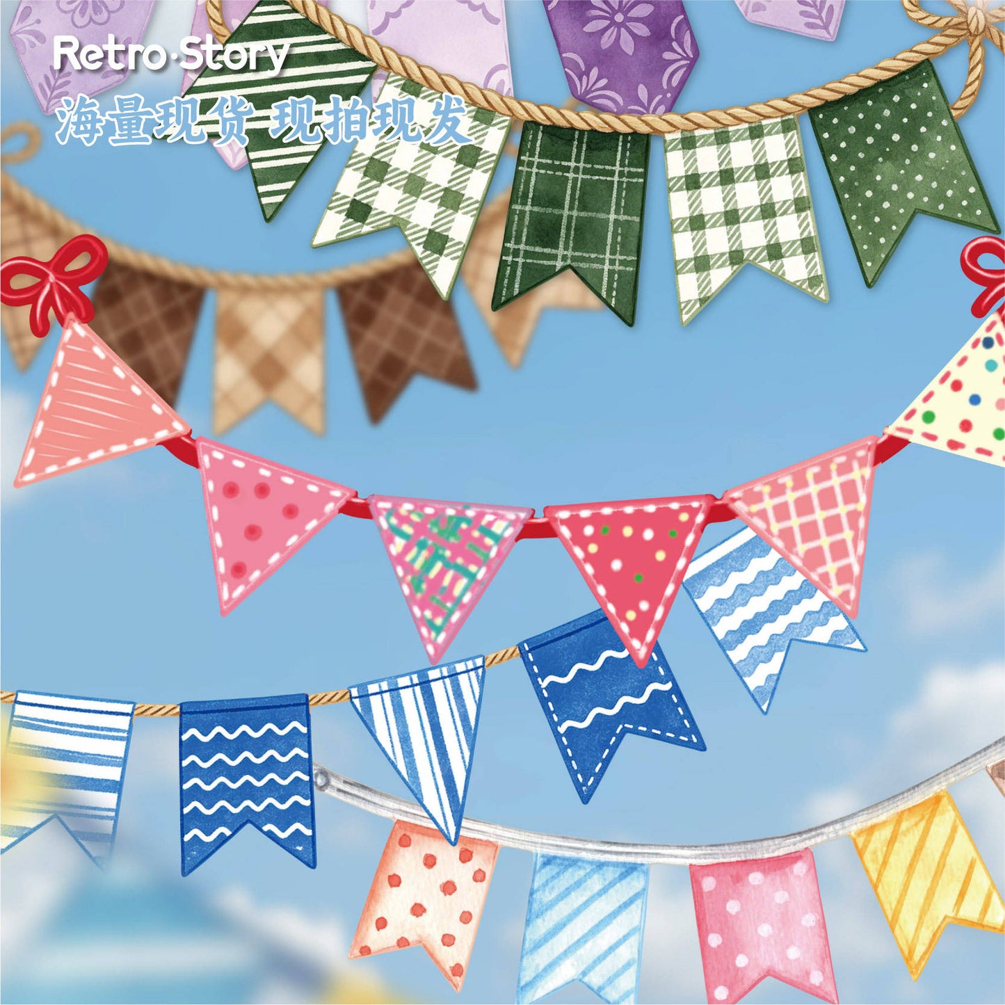 16 Pcs Colorful Flags Series Festive-themed Celebration Stickers