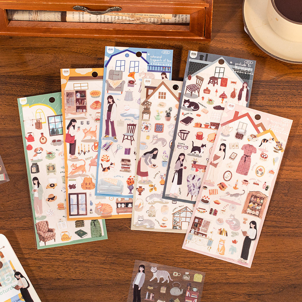 2 Sheets Endless Galaxy Creative Character Daily Life Scrapbooking Stickers