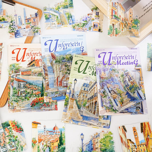 15 Pcs The Unknown Encounters Series Staircase Landscape Sticker