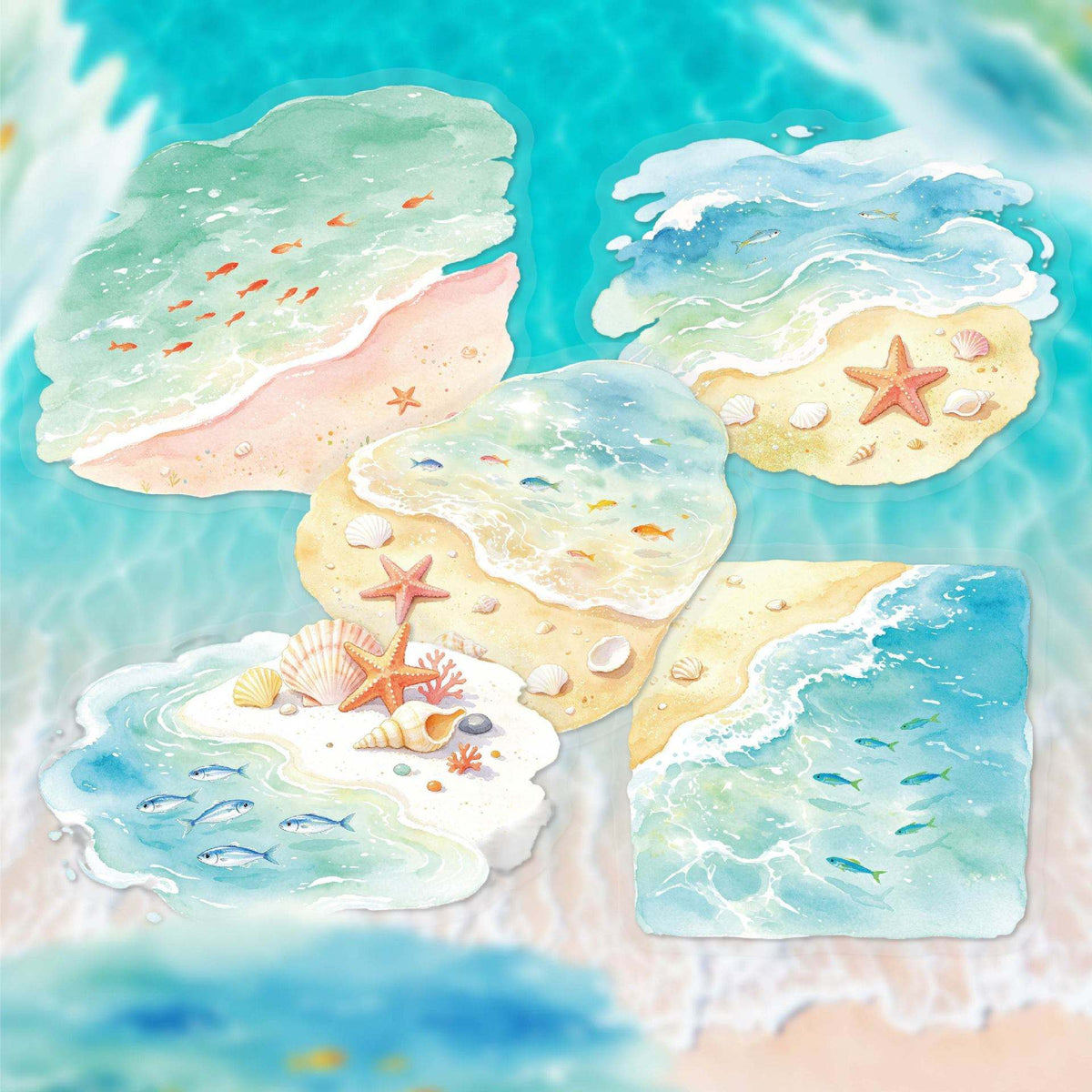 20 Pcs Clear Pond Reflecting Carp Series Pond-themed Journaling Stickers