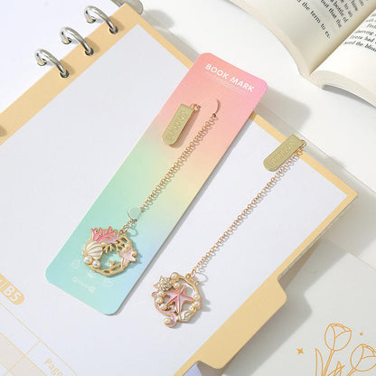 Starfish Metal Bookmark Cartoon Style Multi-Functional Book Clip Pendant