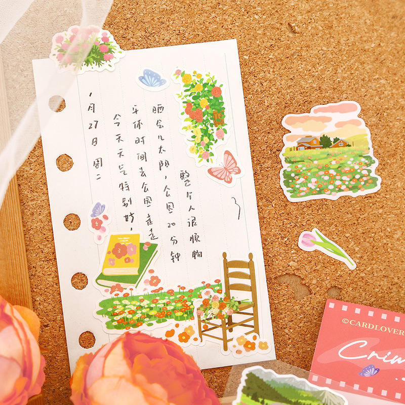 1 Pc Synthetic paper flowers know pretty illustrations decorative stickers