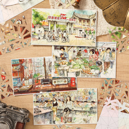 4 sheets per pack Nostalgic Scenery Stickers DIY Journaling Stickers