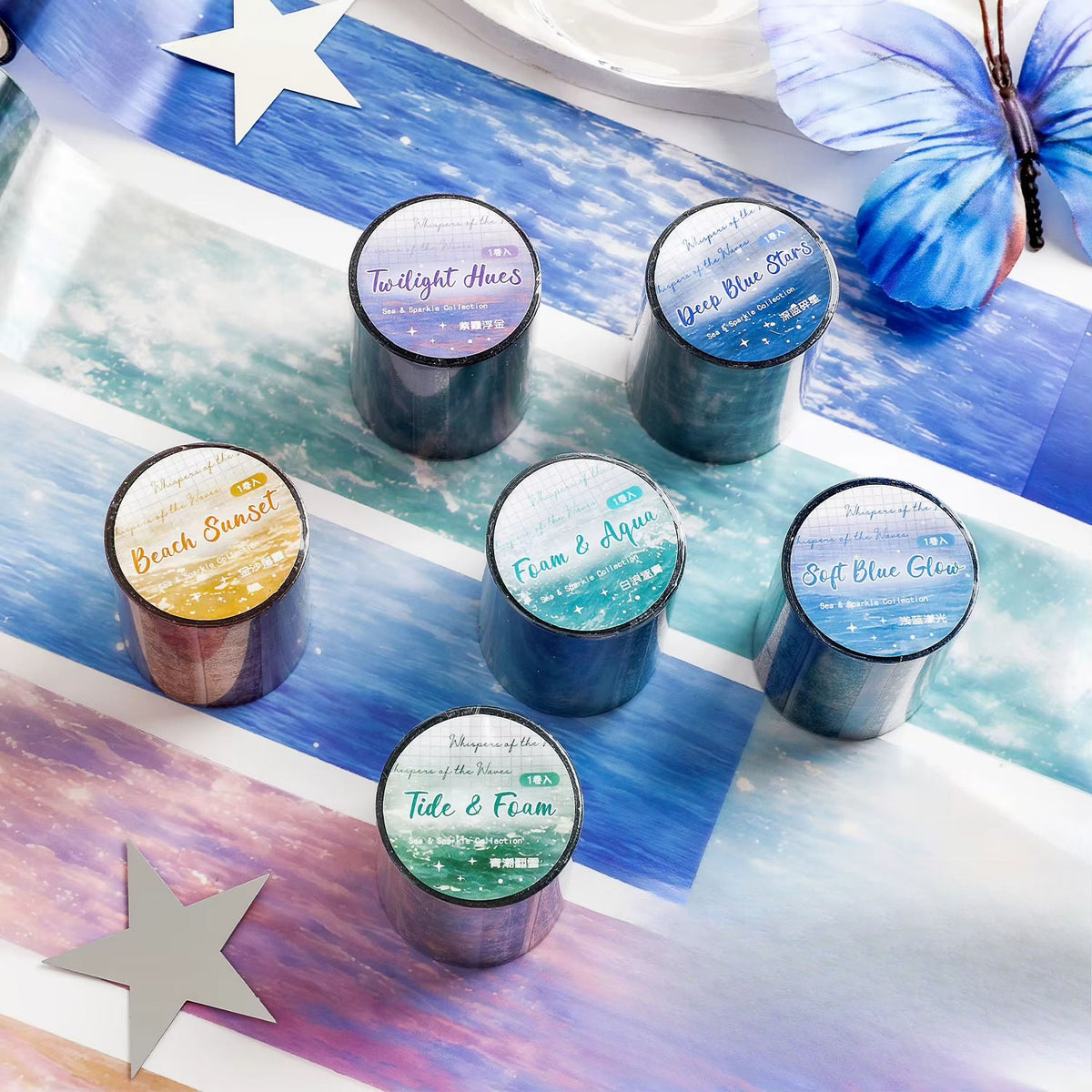 1 Roll The Starry Whispers of The Waves Series Transparent Tape