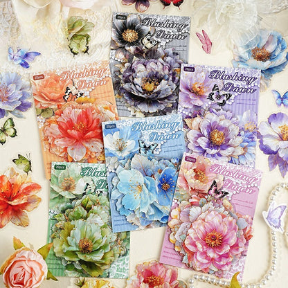 20 Pcs Multi Size Golden Flower Language Series Floral Stickers