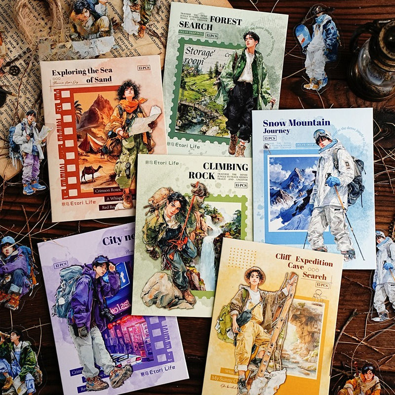 15 Pcs Adventure Journey Series Outdoor Sports Stickers