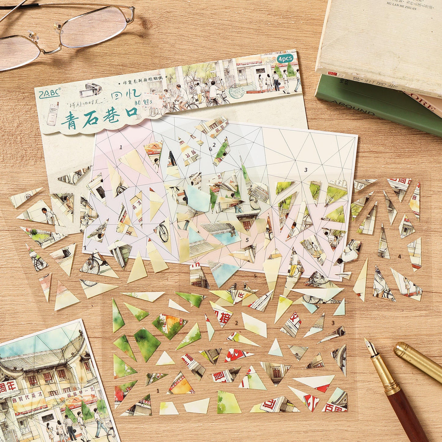 4 sheets per pack Nostalgic Scenery Stickers DIY Journaling Stickers