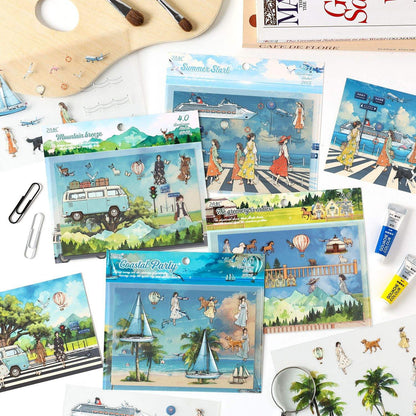3pcs/pack Long Holiday Matte PET Landscape Stickers