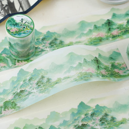 1 Roll A Pillow of Green Mountains Series Traditional Chinese Landscape Tape