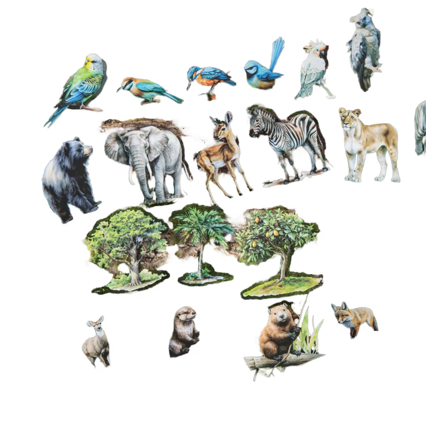 40pcs Woodland Encounter Animal Tree Shadow Beasts Sticker Pack
