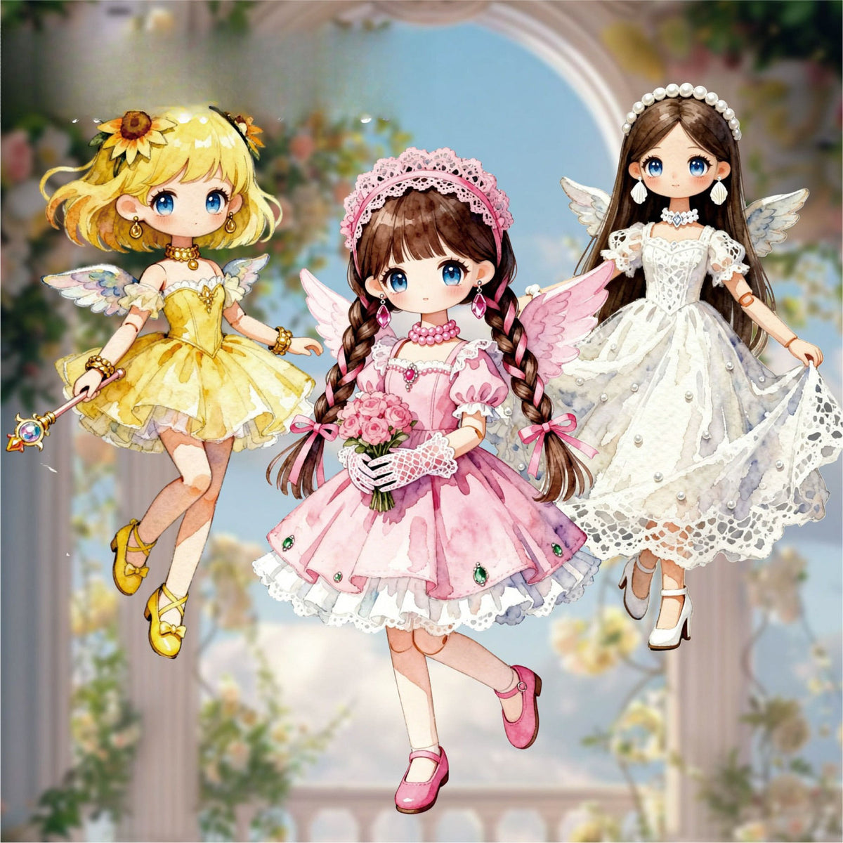 10 Pcs Lolita Fairy Series Lolita-style Anime-themed Journaling Stickers