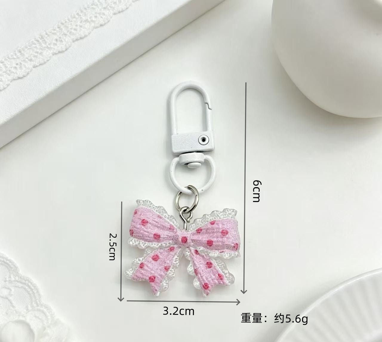 1 pc Transparent Polka-Dot Bow Tie Keychain Cute Charm