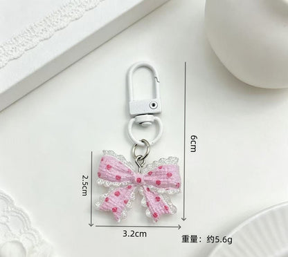 1 pc Transparent Polka-Dot Bow Tie Keychain Cute Charm
