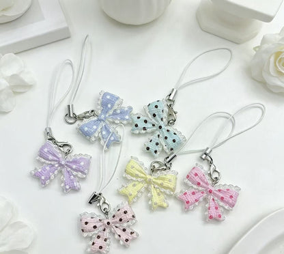 1 pc Transparent Polka-Dot Bow Tie Keychain Cute Charm