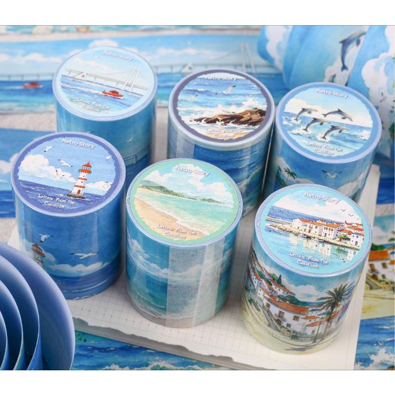1 Roll Letters From The Coast Series Scenery-Themed Journal Decorative Tape
