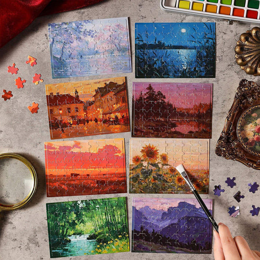 54 Pcs of Puzzle Stickers: Monet Impressions Series Retro Landscape Stickers