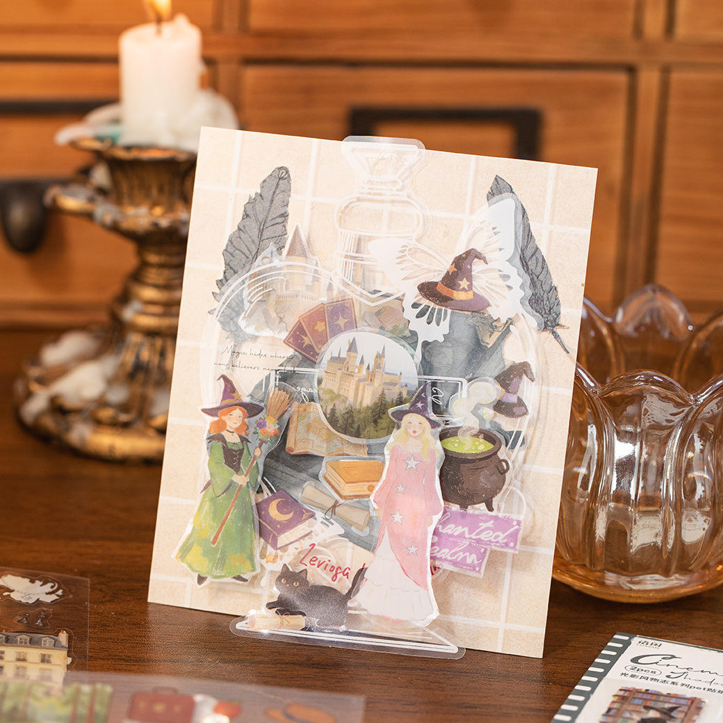 2 Sheets Light and Shadow Scenery Vintage American Style Stickers