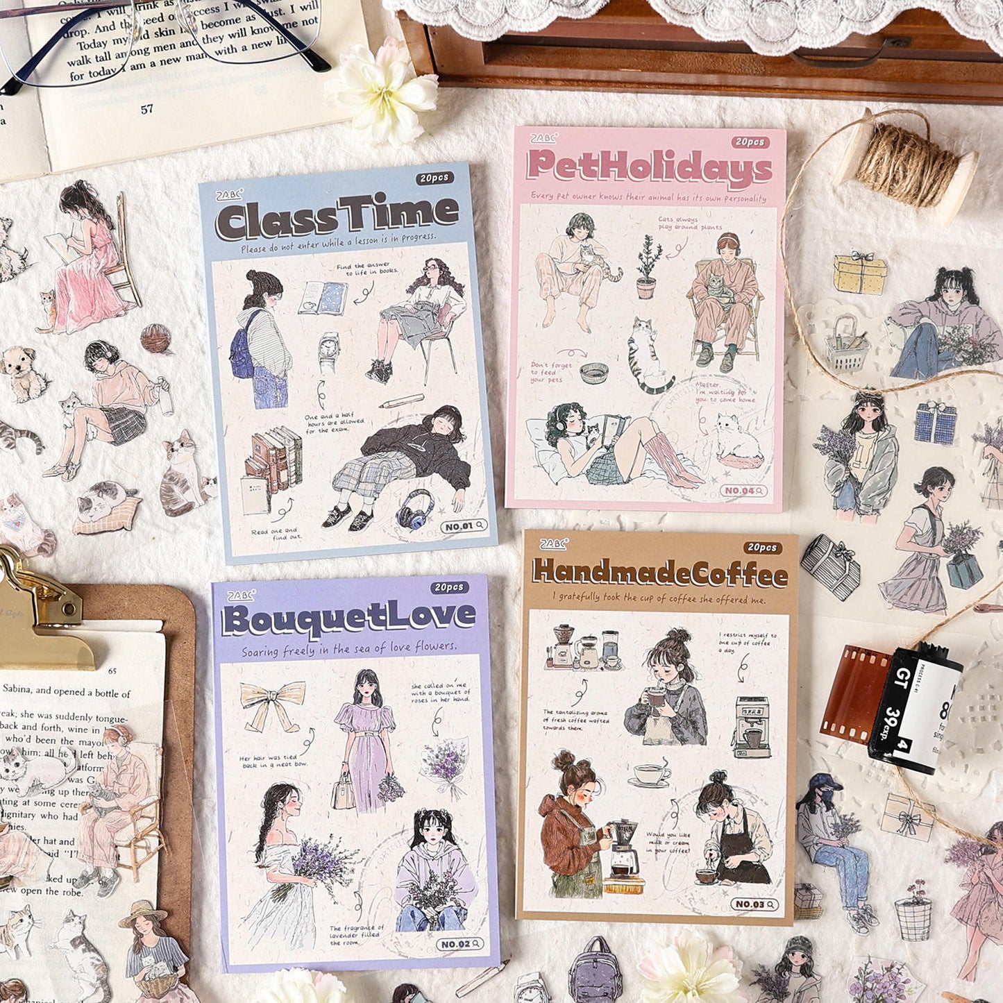 20 Sheets Mori Girl Creative Character Sticker Book