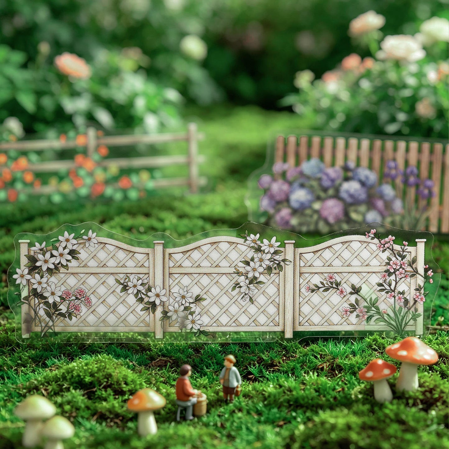 10 Pcs Flower Hedge Whispers Series Fence Journaling Stickers