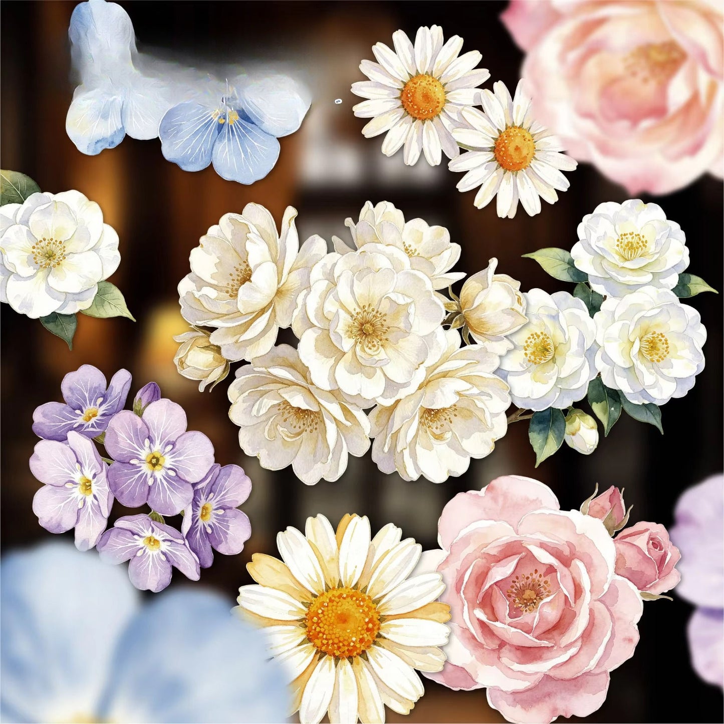 10 Pcs Light Floral Stationery Series Floral-themed Scrapbooking Stickers