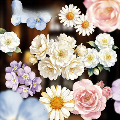 10 Pcs Light Floral Stationery Series Floral-themed Scrapbooking Stickers