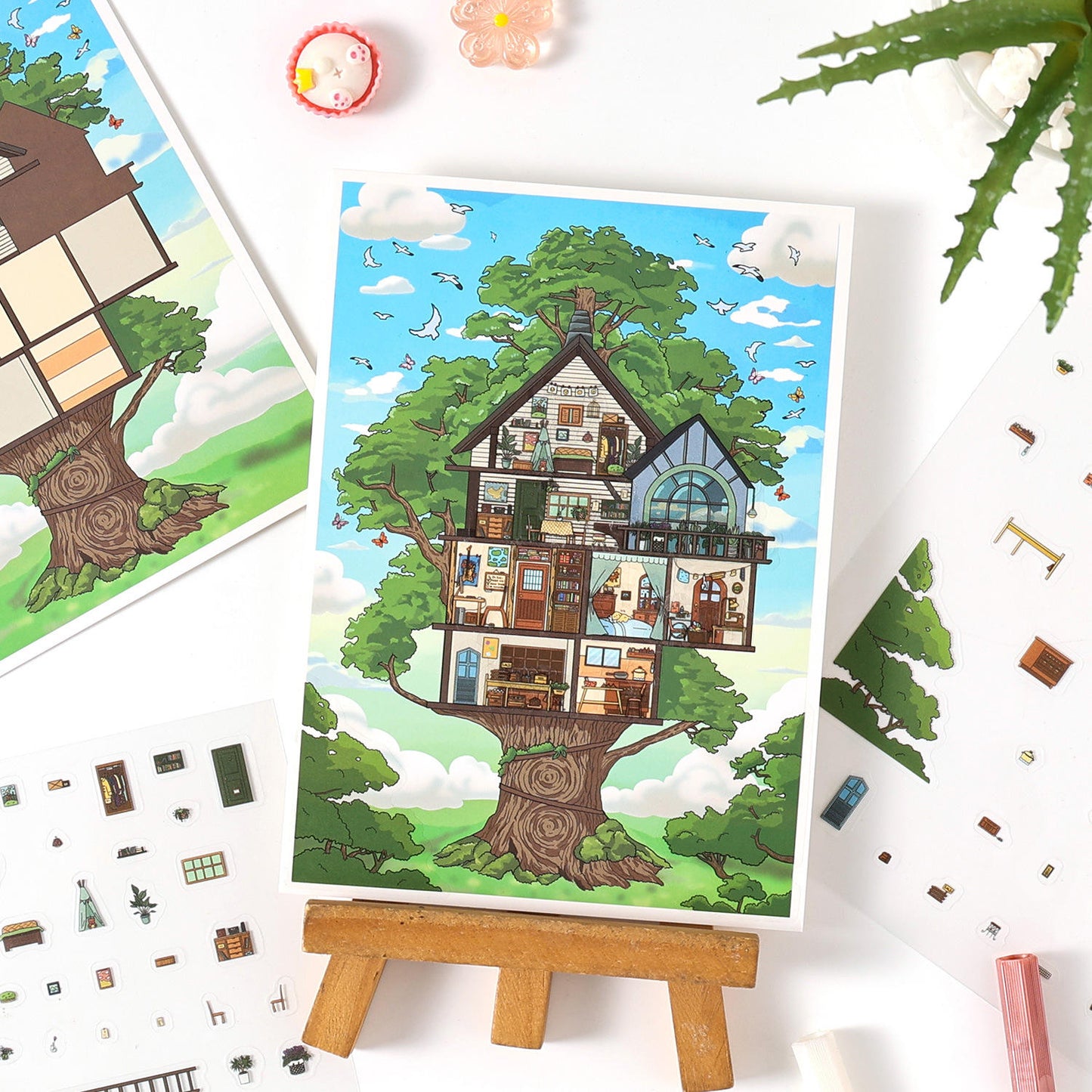 3 Sheets Dream Building Weaving Light 3D Landscape Stickers