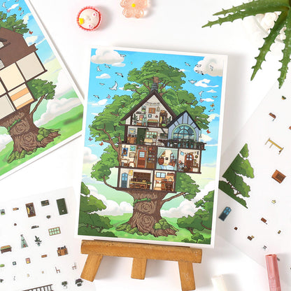 3 Sheets Dream Building Weaving Light 3D Landscape Stickers