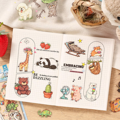 4 Sheets Cute Pet City Series Cartoon Stickers for Journaling