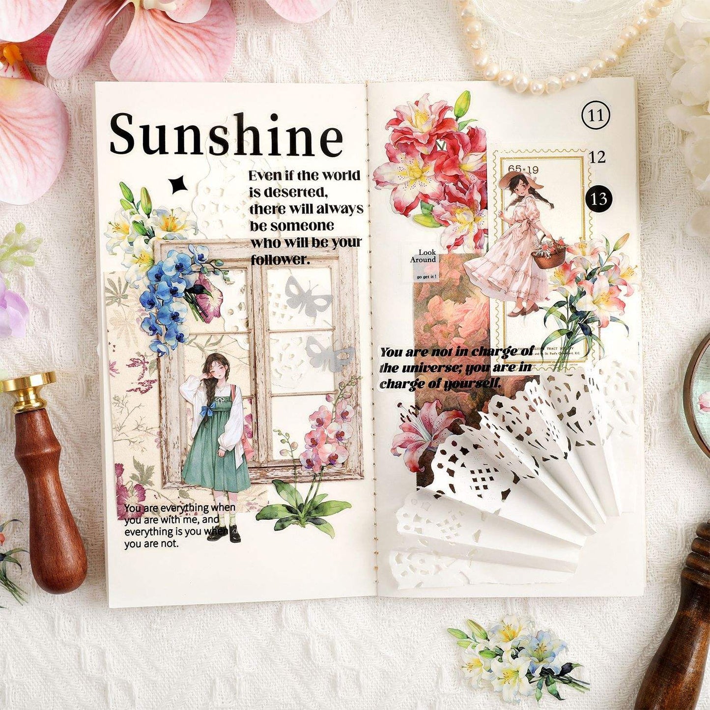 20 Pcs Tinglan Flora Series Pretty Flower Stickers