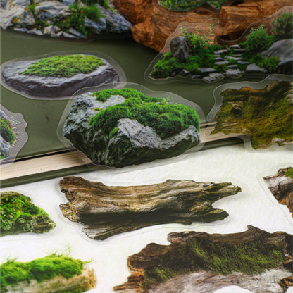 20 Pcs Moss Series Wood Themed Decoration Stickers