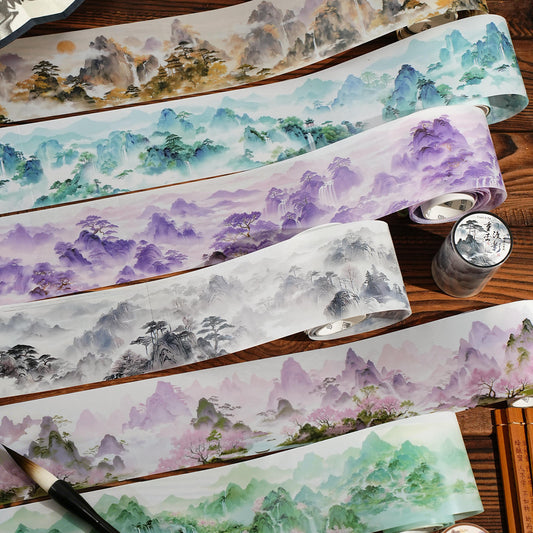 1 Roll A Pillow of Green Mountains Series Traditional Chinese Landscape Tape