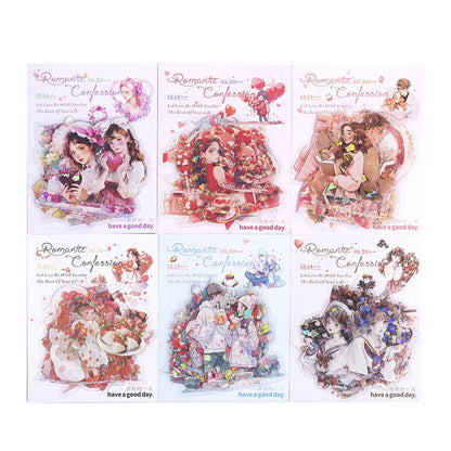 15 Pcs Romantic Confession Series Cute Character Flower Pet Sticker