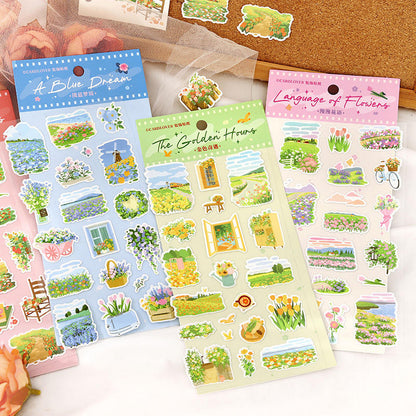 1 Pc Synthetic paper flowers know pretty illustrations decorative stickers