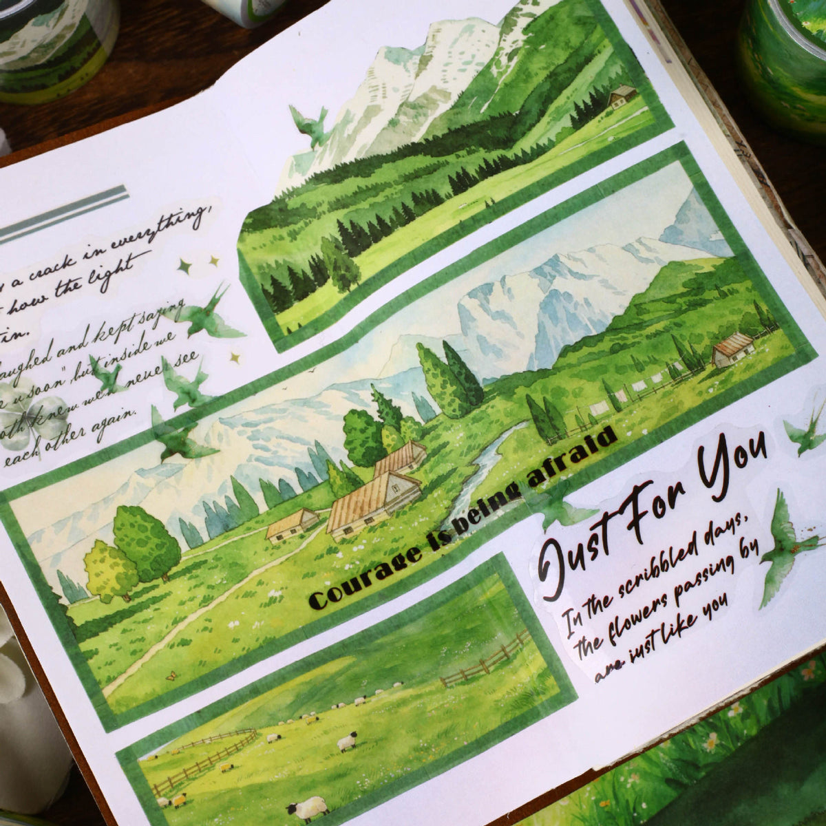 1 Roll Wandering Green Pasture Series Scenery Themed Tape
