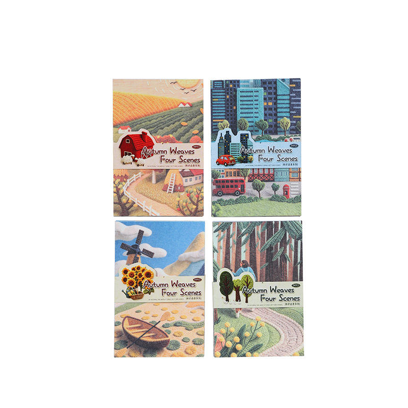 30 Sheets Four Scenes of Autumn Weaving 3D Crochet Landscape Stickers