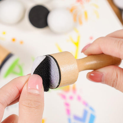 1 Wooden Handle Coloring Sponge Stamp removable sponge brush