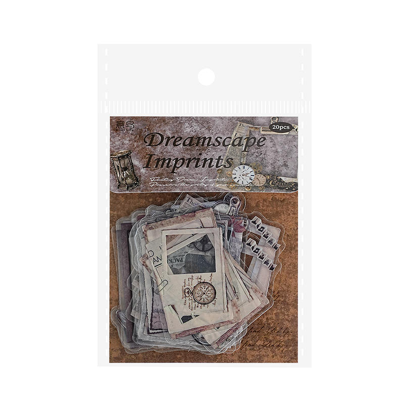 20 Pcs Retro Floating Life Imprints Series Border Stickers