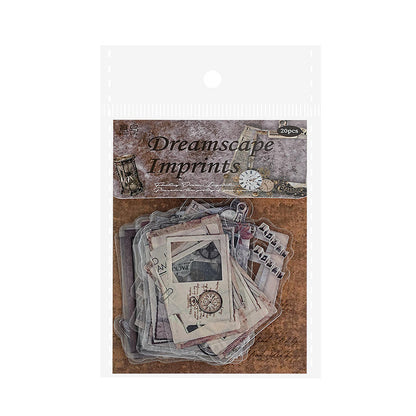 20 Pcs Retro Floating Life Imprints Series Border Stickers