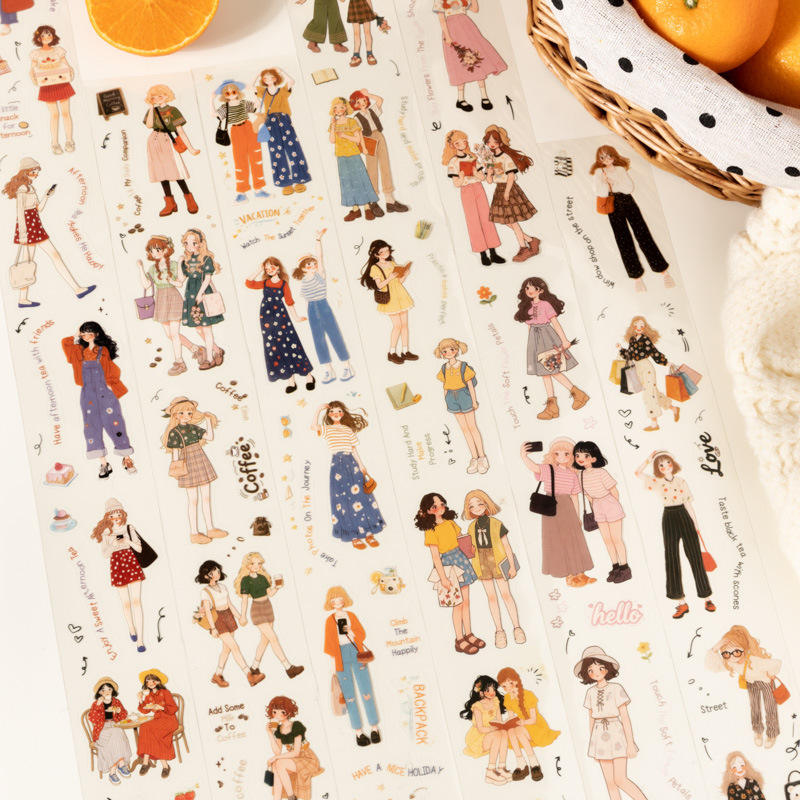 1 Roll Orange-Scented Girls Series Character Decorative Tape